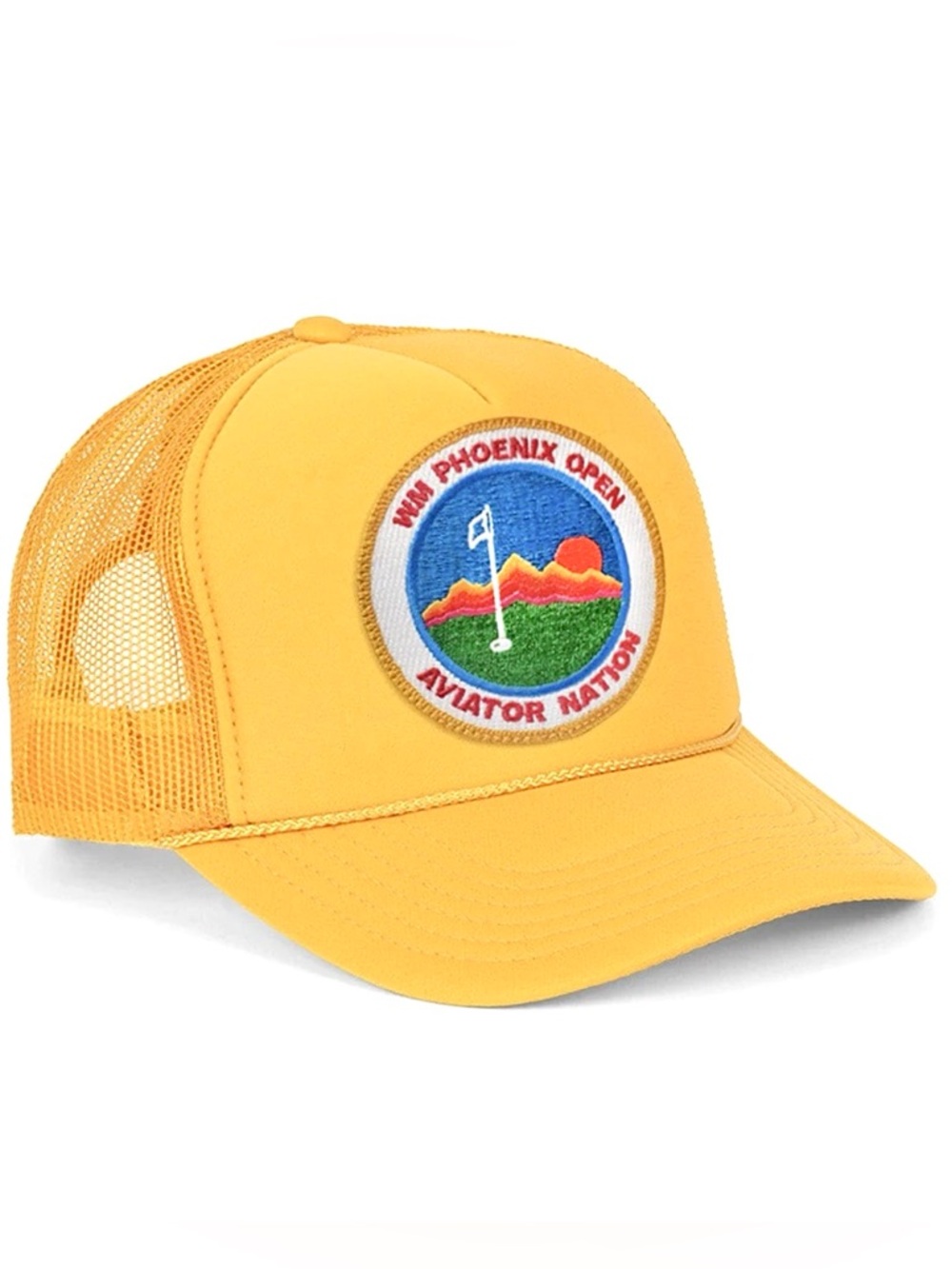 NWT Aviator Nation WM Phoenix Open 2025 Trucker Hat in Gold , Golf Tournament